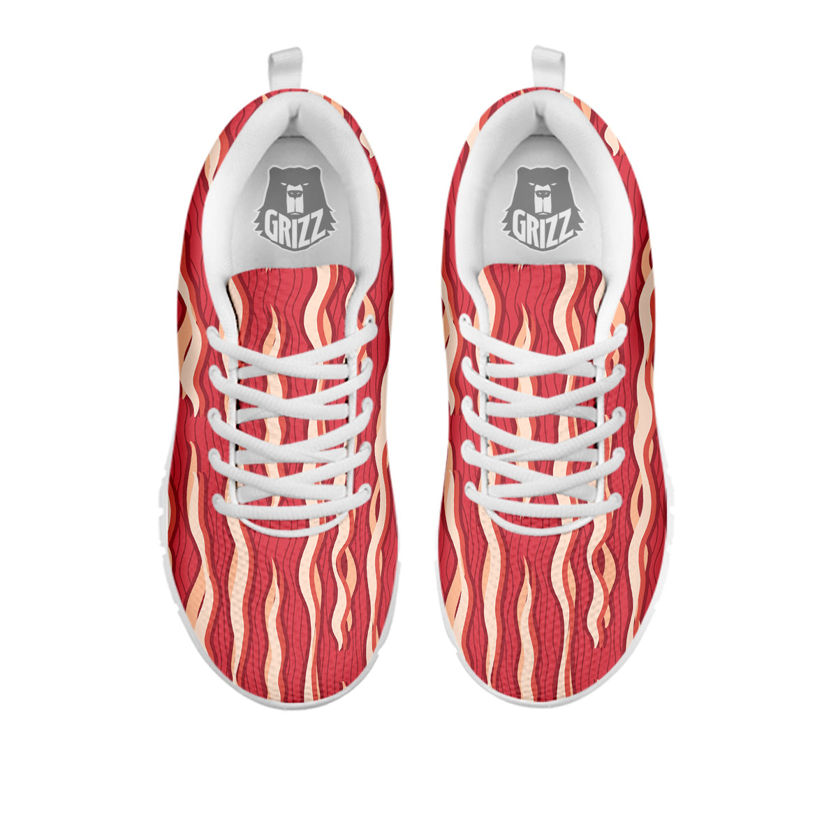 Bacon Texture Print Pattern White Sneaker-grizzshop