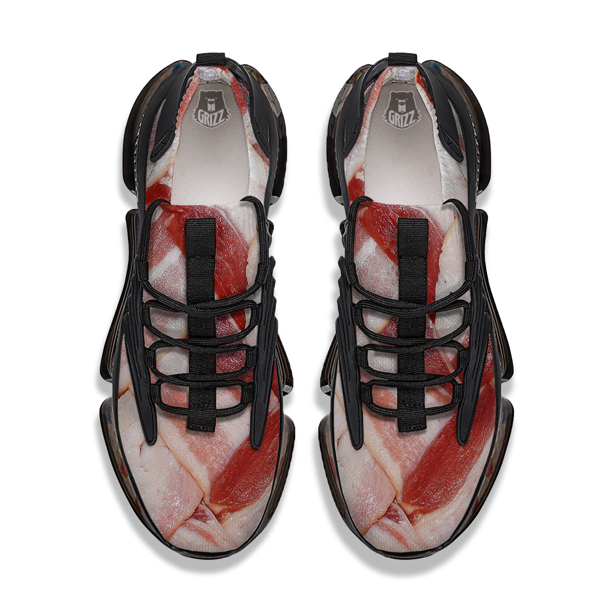 Bacon Weaving Print Black Gym Shoes-grizzshop