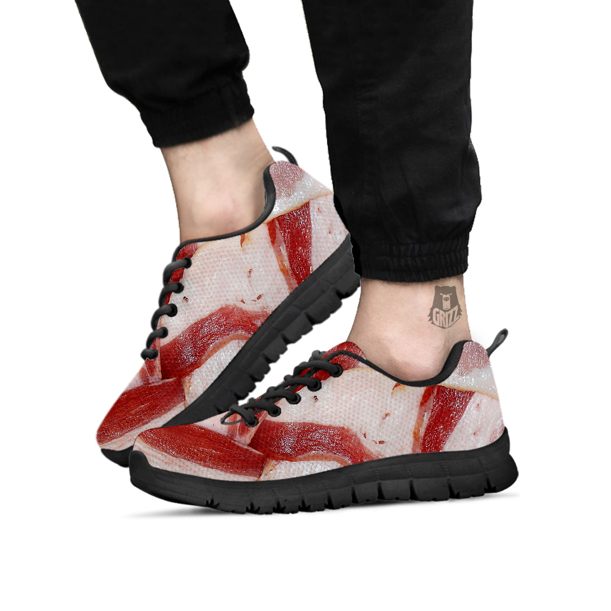 Bacon Weaving Print Black Sneaker-grizzshop