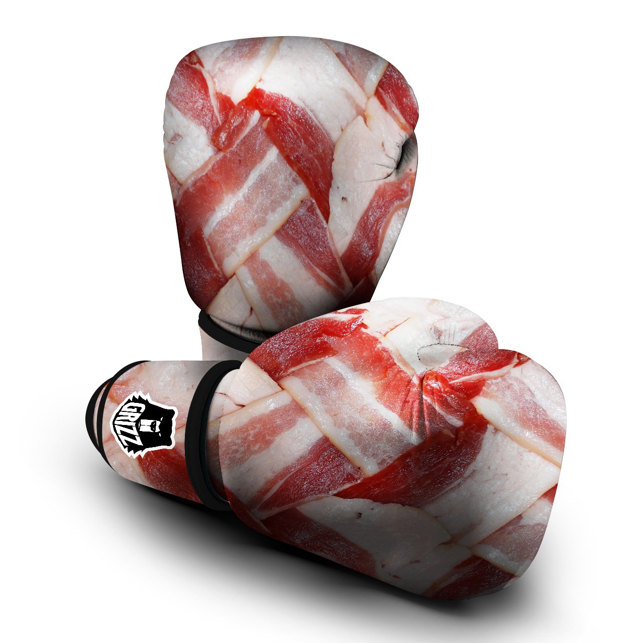 Bacon Weaving Print Boxing Gloves-grizzshop