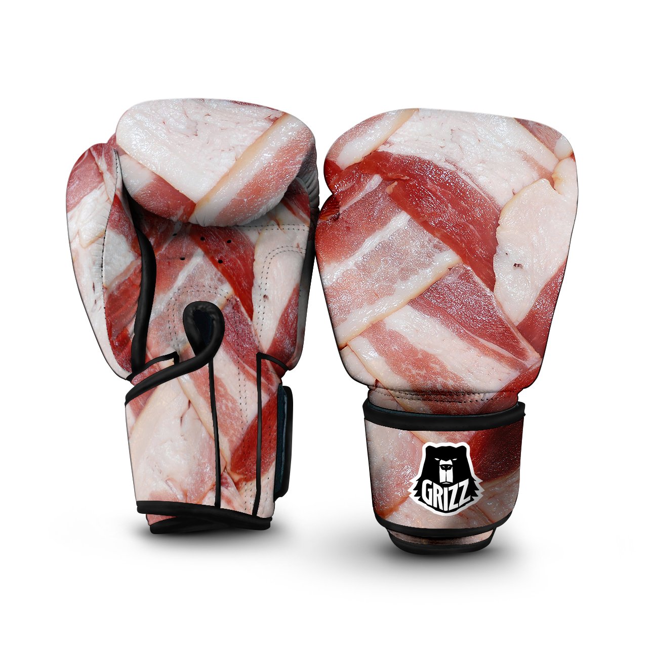 Bacon Weaving Print Boxing Gloves-grizzshop