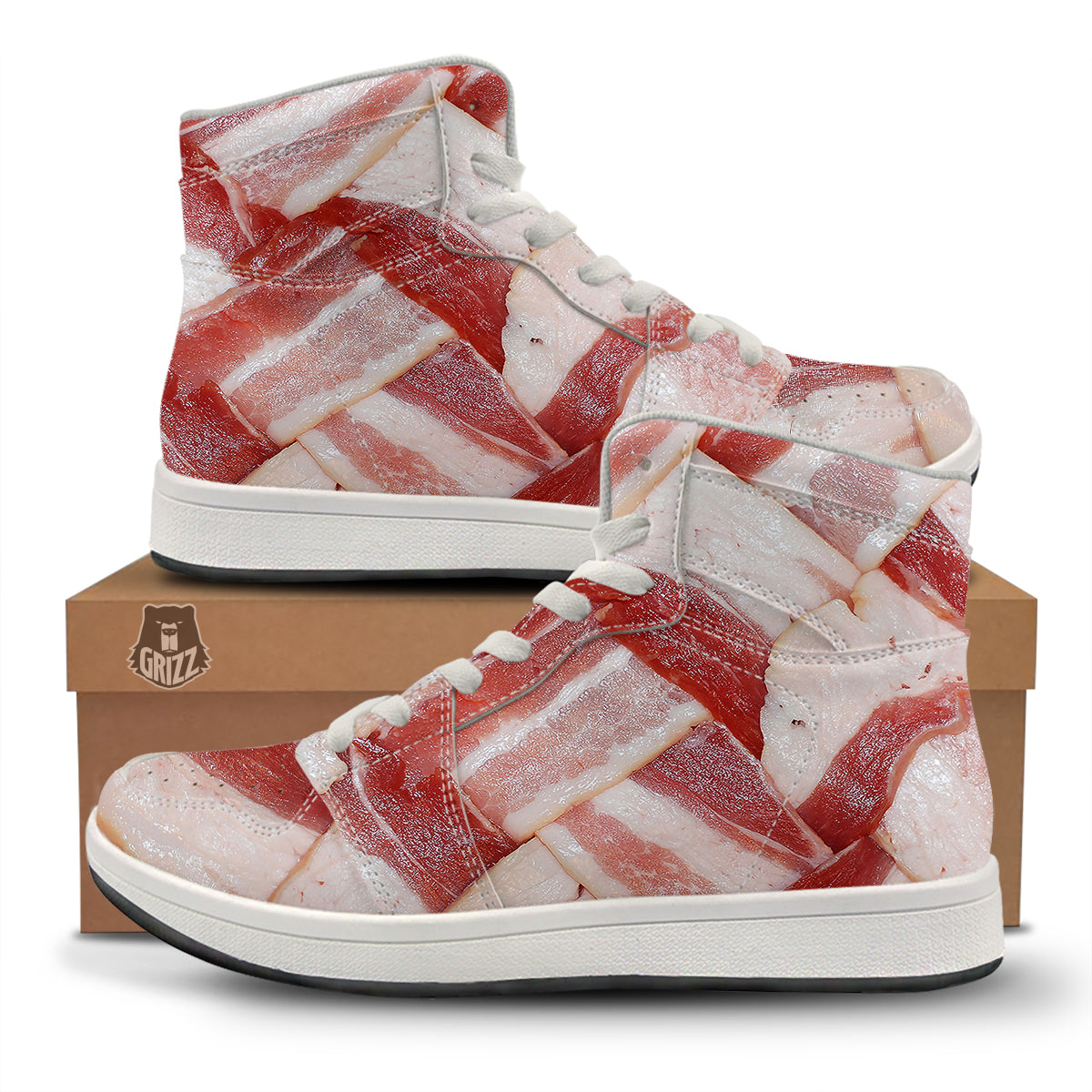 Bacon Weaving Print High Top Sneakers-grizzshop