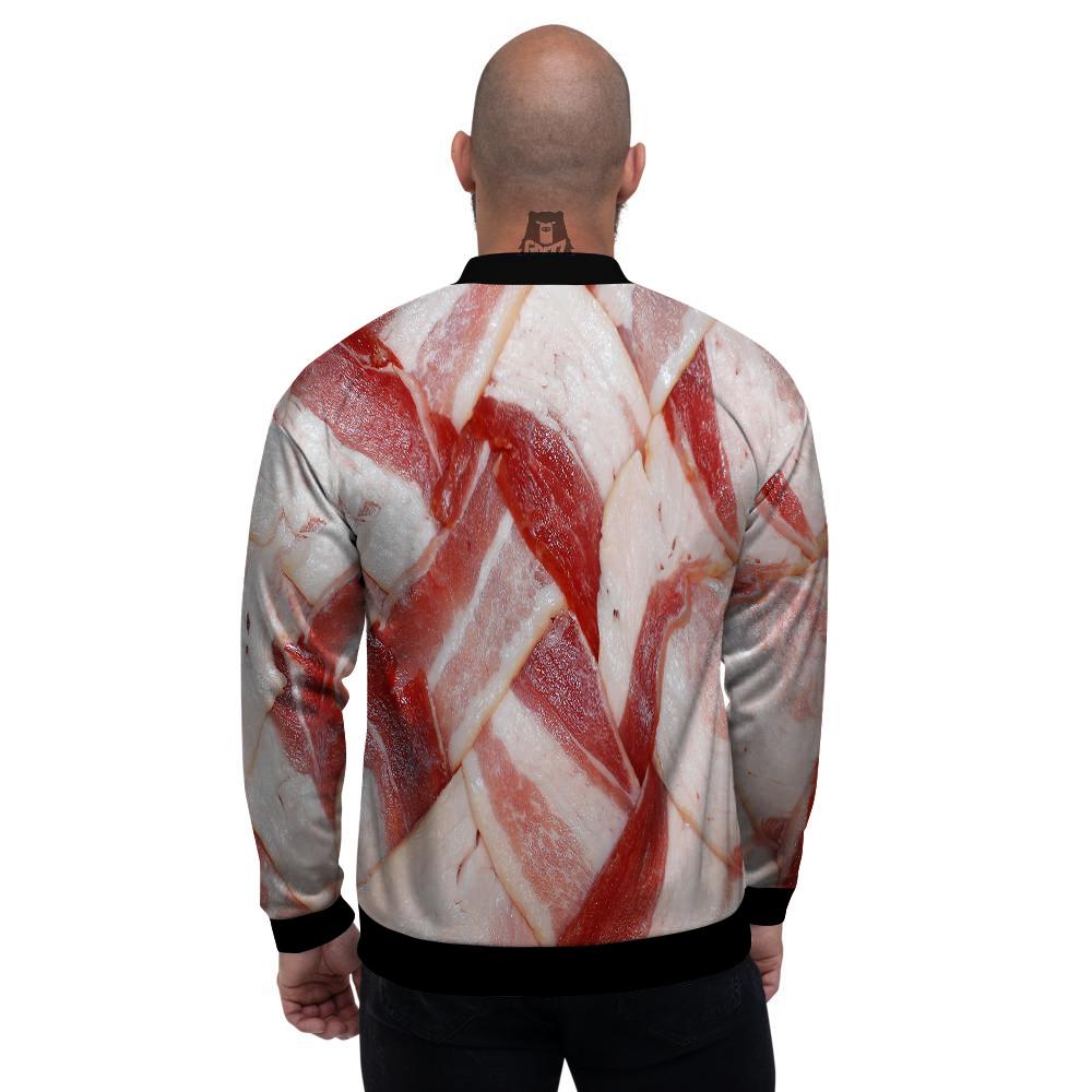 Bacon Weaving Print Men's Bomber Jacket-grizzshop