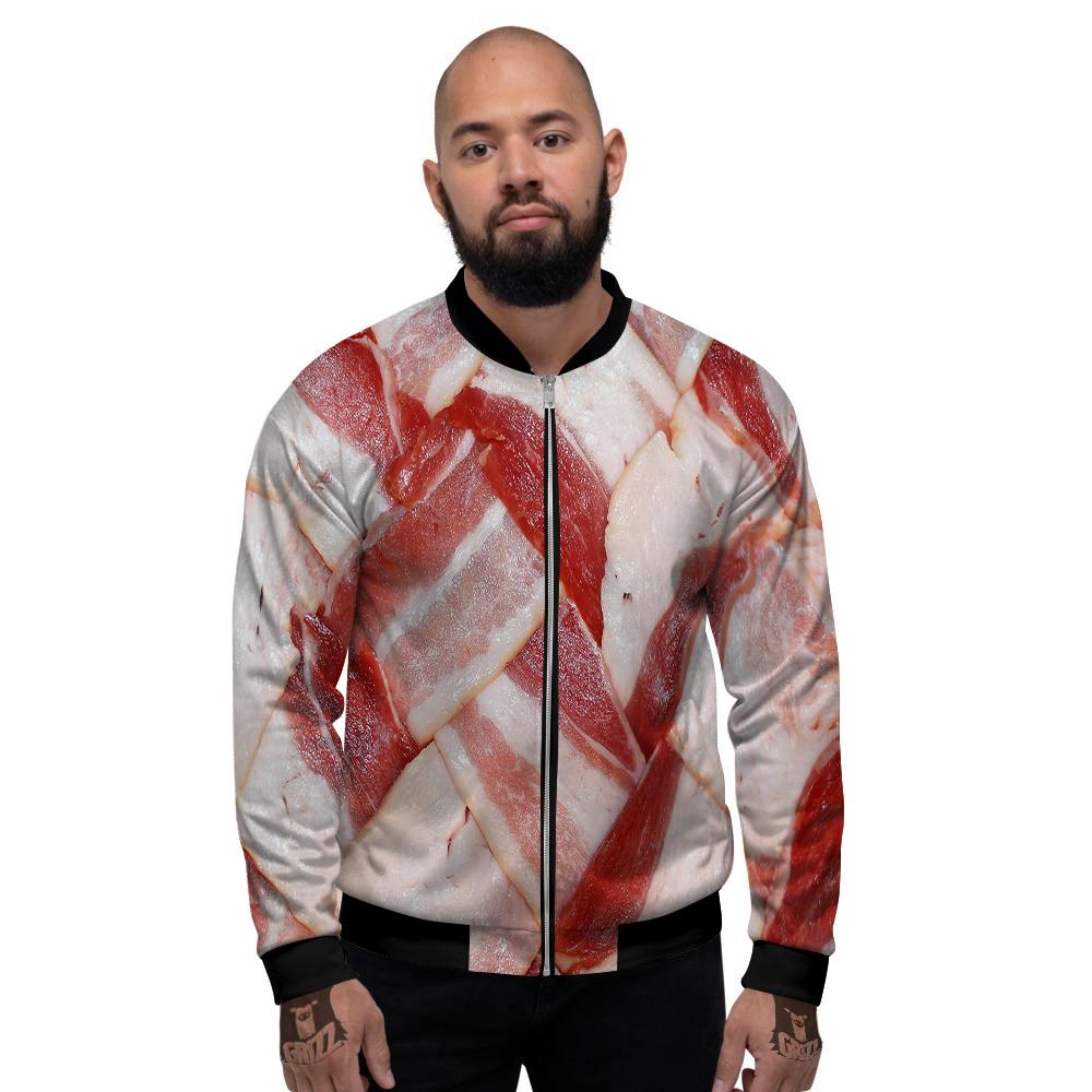 Bacon Weaving Print Men's Bomber Jacket-grizzshop