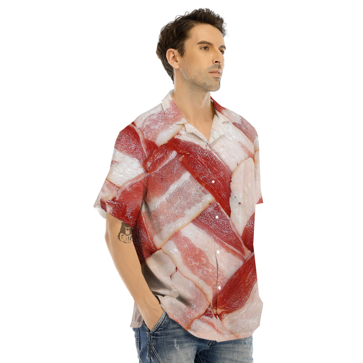 Bacon Weaving Print Men's Hawaiian Shirt-grizzshop