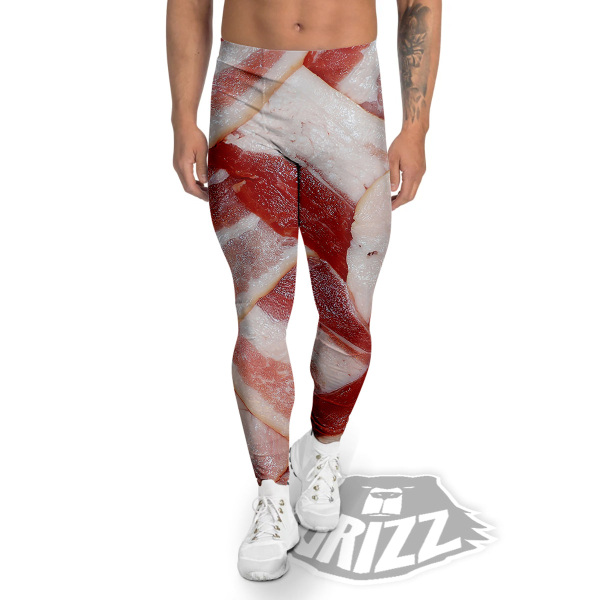 Bacon Weaving Print Men's Leggings-grizzshop