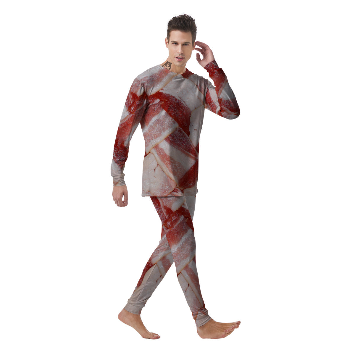 Bacon Weaving Print Men's Pajamas-grizzshop