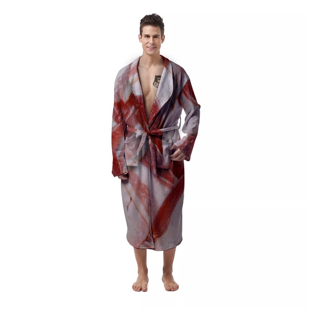 Bacon Weaving Print Men's Robe-grizzshop