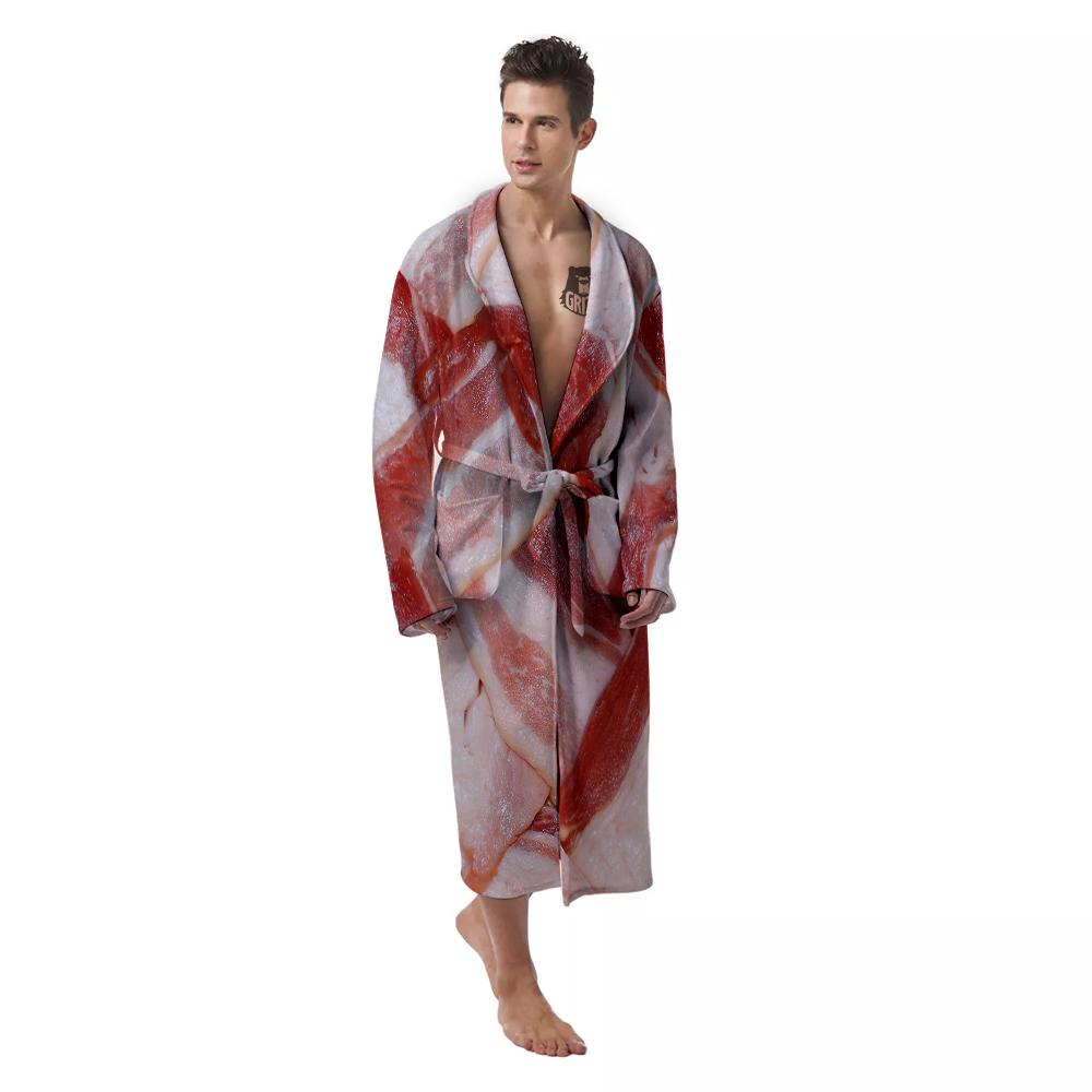 Bacon Weaving Print Men's Robe-grizzshop