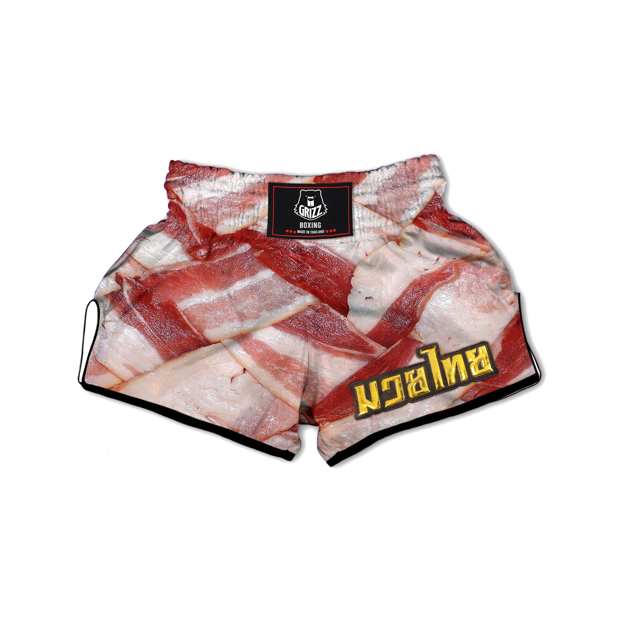 Bacon Weaving Print Muay Thai Boxing Shorts-grizzshop