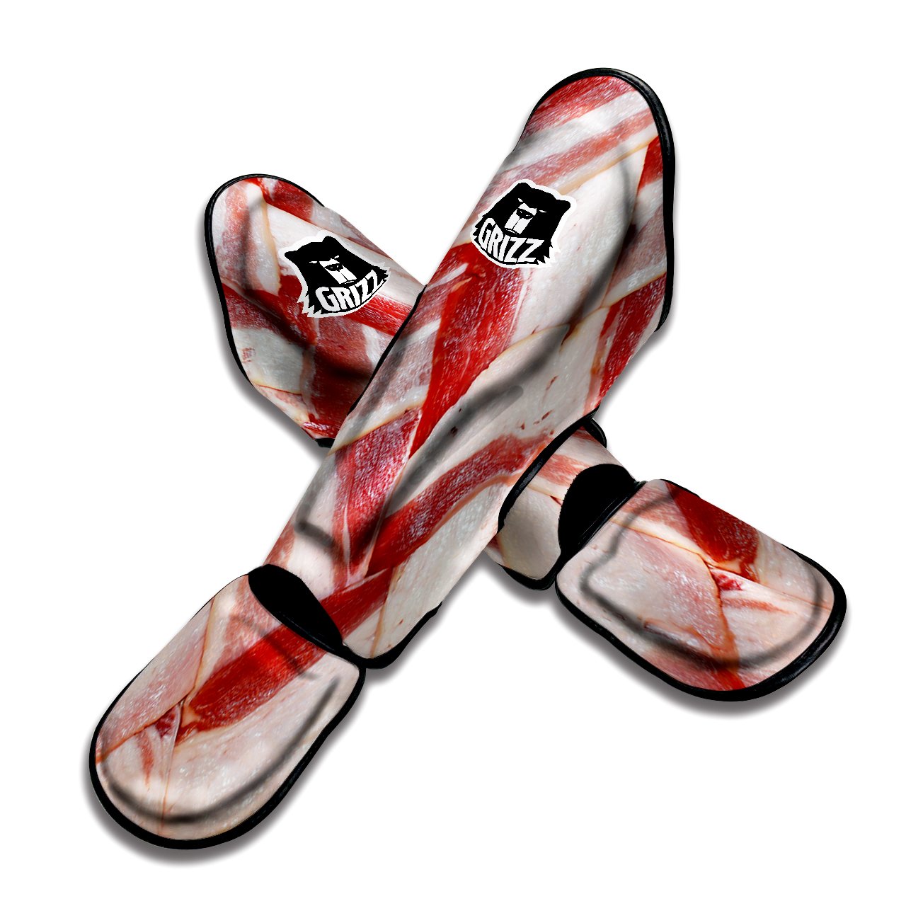 Bacon Weaving Print Muay Thai Shin Guards-grizzshop