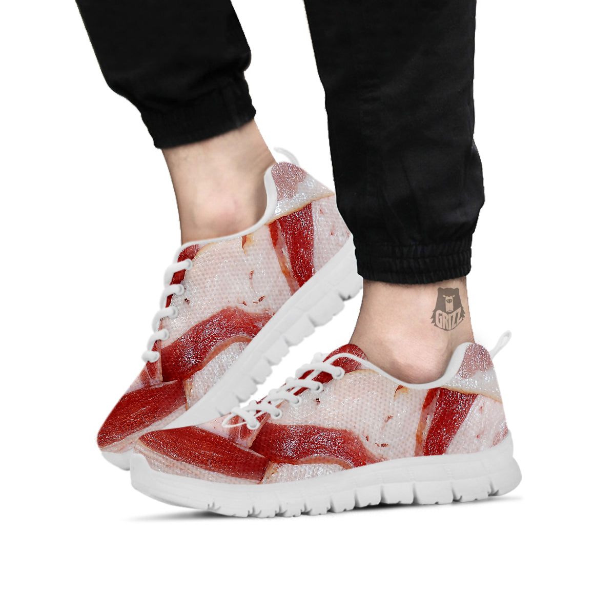 Bacon Weaving Print White Sneaker-grizzshop