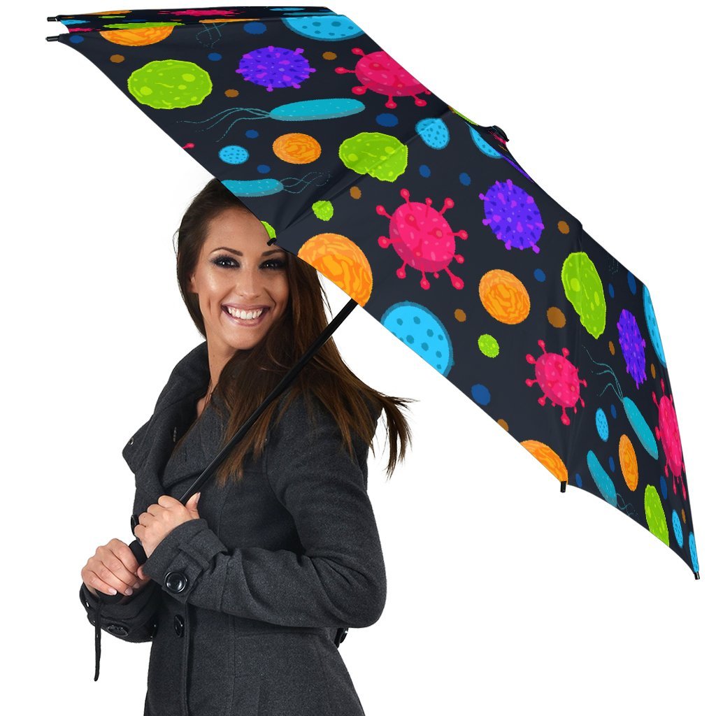 Bacteria Virus Pattern Print Automatic Foldable Umbrella-grizzshop