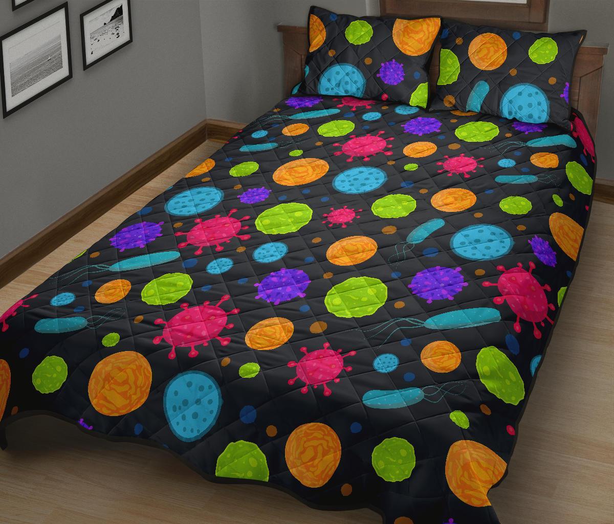 Bacteria Virus Pattern Print Bed Set Quilt-grizzshop