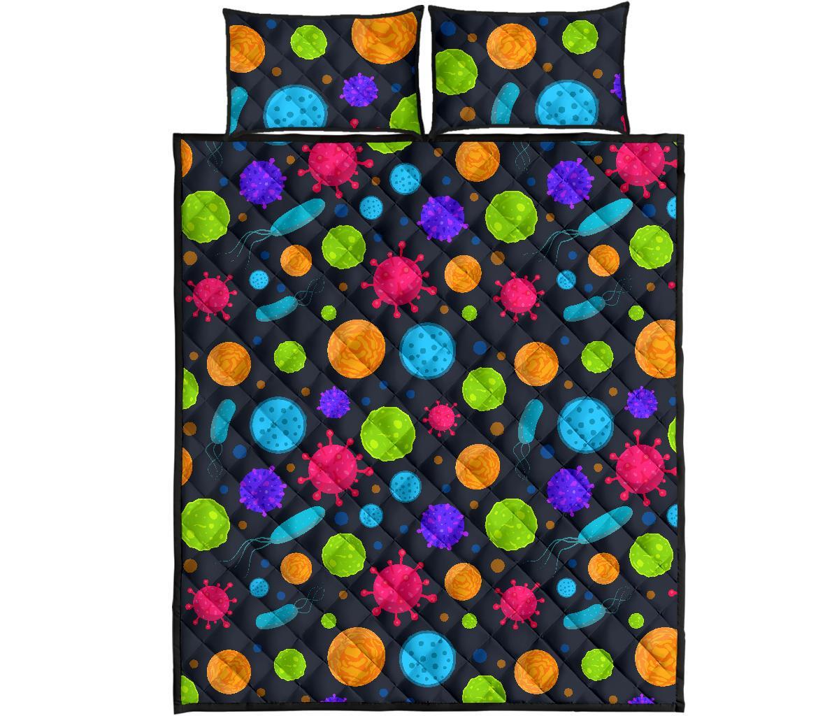 Bacteria Virus Pattern Print Bed Set Quilt-grizzshop