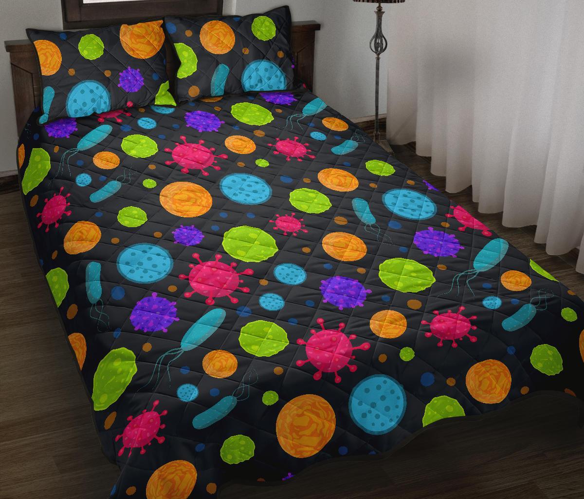 Bacteria Virus Pattern Print Bed Set Quilt-grizzshop