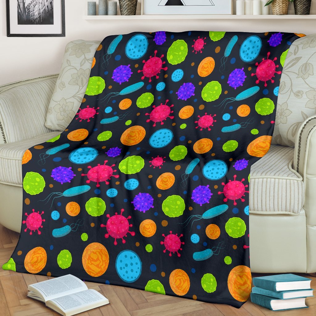 Bacteria Virus Pattern Print Blanket-grizzshop