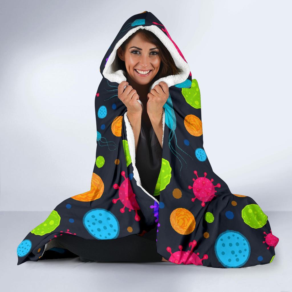 Bacteria Virus Pattern Print Hooded Blanket-grizzshop
