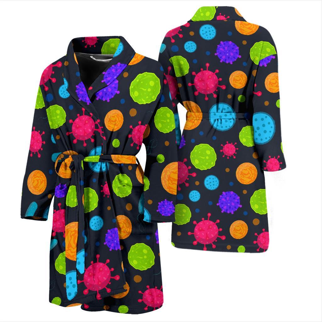 Bacteria Virus Pattern Print Men Long Robe-grizzshop