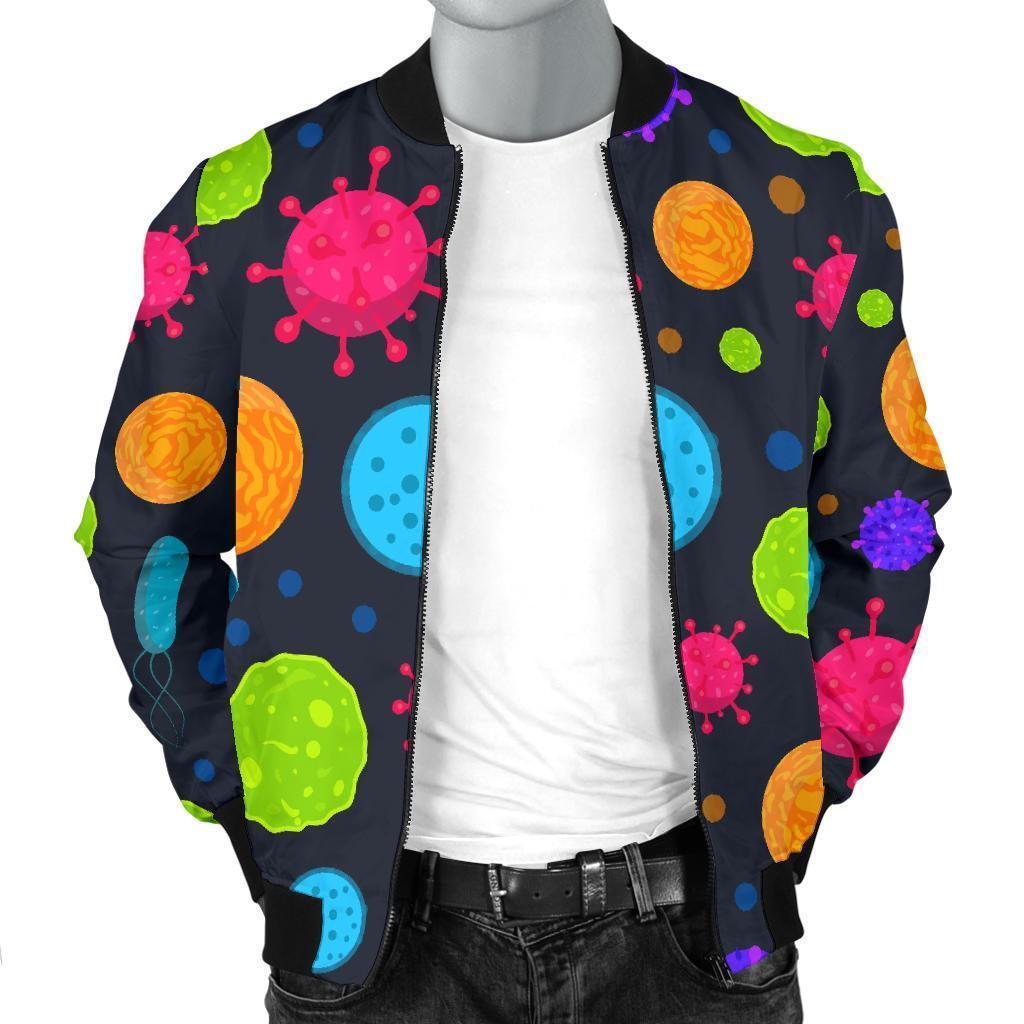 Bacteria Virus Pattern Print Men's Bomber Jacket-grizzshop