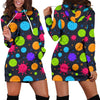 Bacteria Virus Pattern Print Women Hoodie Dress-grizzshop