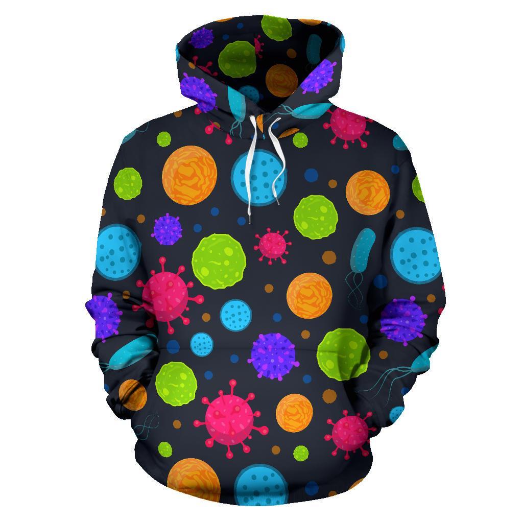 Bacteria Virus Pattern Print Women Men Pullover Hoodie-grizzshop