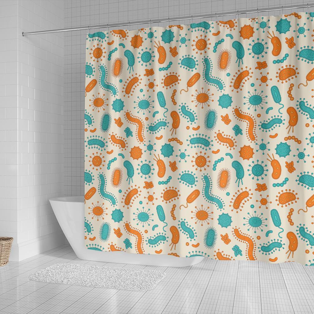 Bacteria Virus Print Pattern Bathroom Shower Curtain-grizzshop