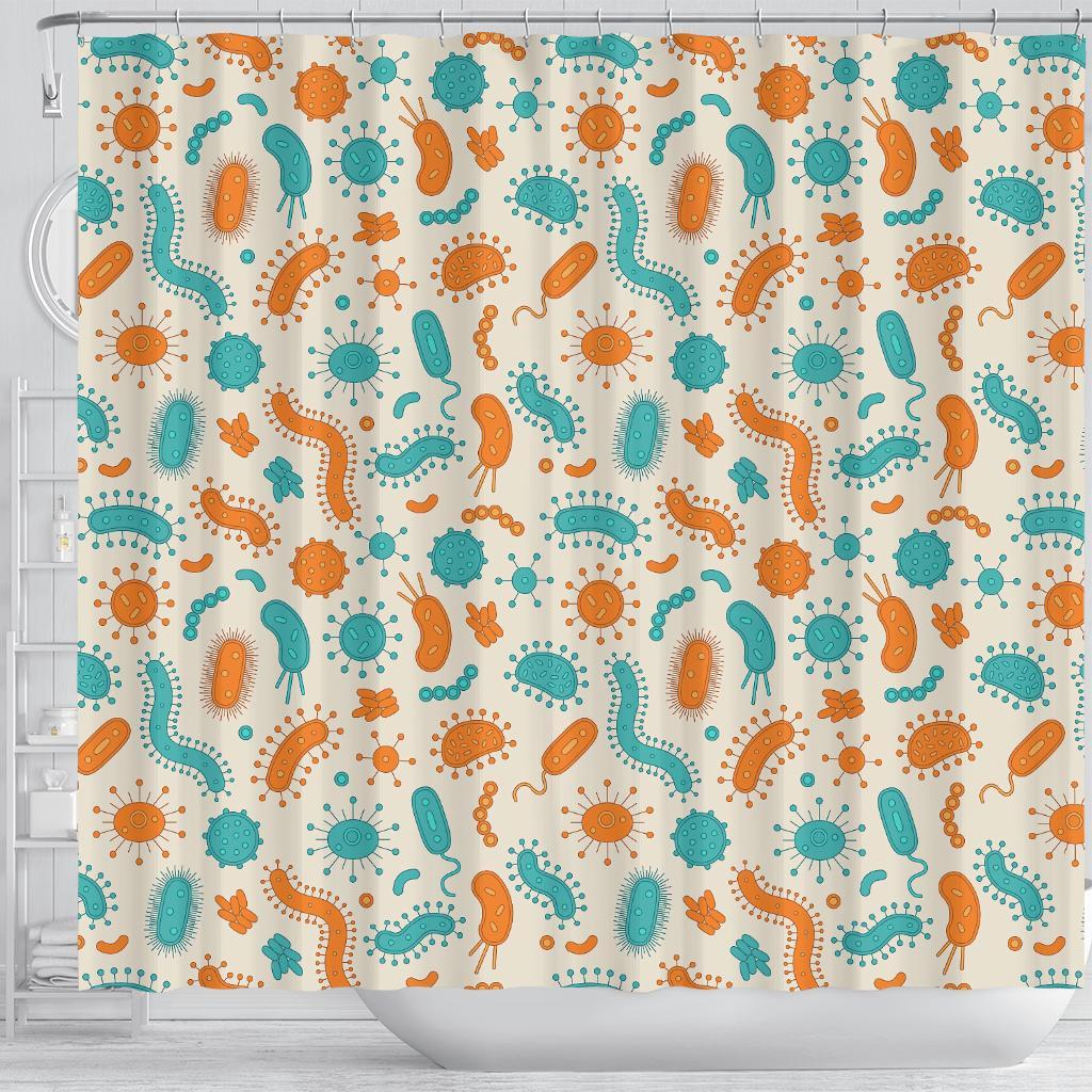 Bacteria Virus Print Pattern Bathroom Shower Curtain-grizzshop