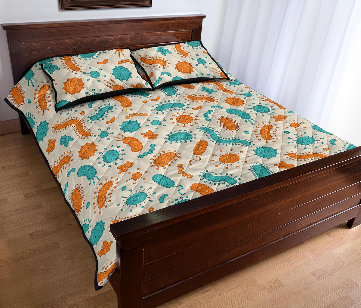 Bacteria Virus Print Pattern Bed Set Quilt-grizzshop