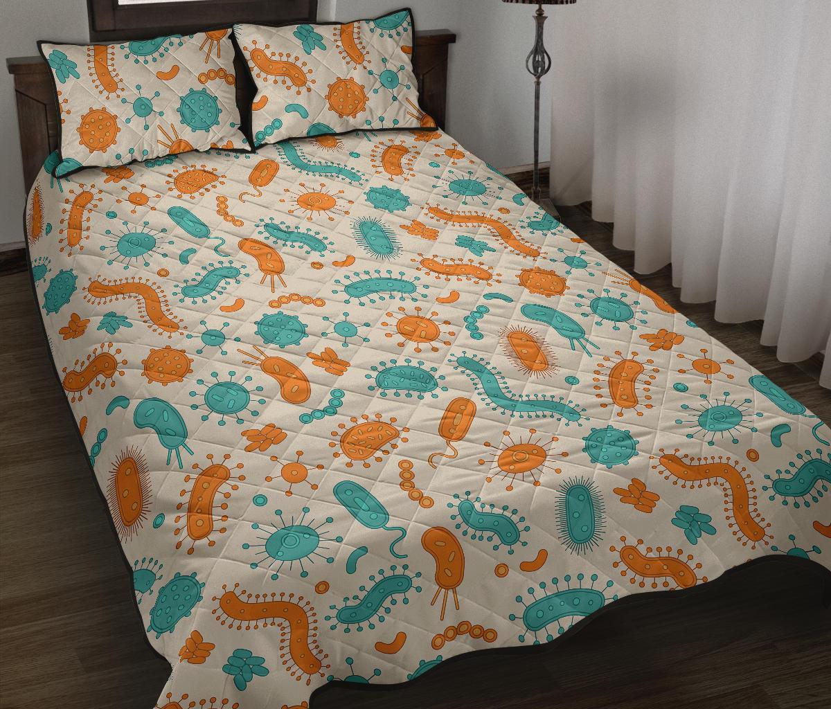 Bacteria Virus Print Pattern Bed Set Quilt-grizzshop