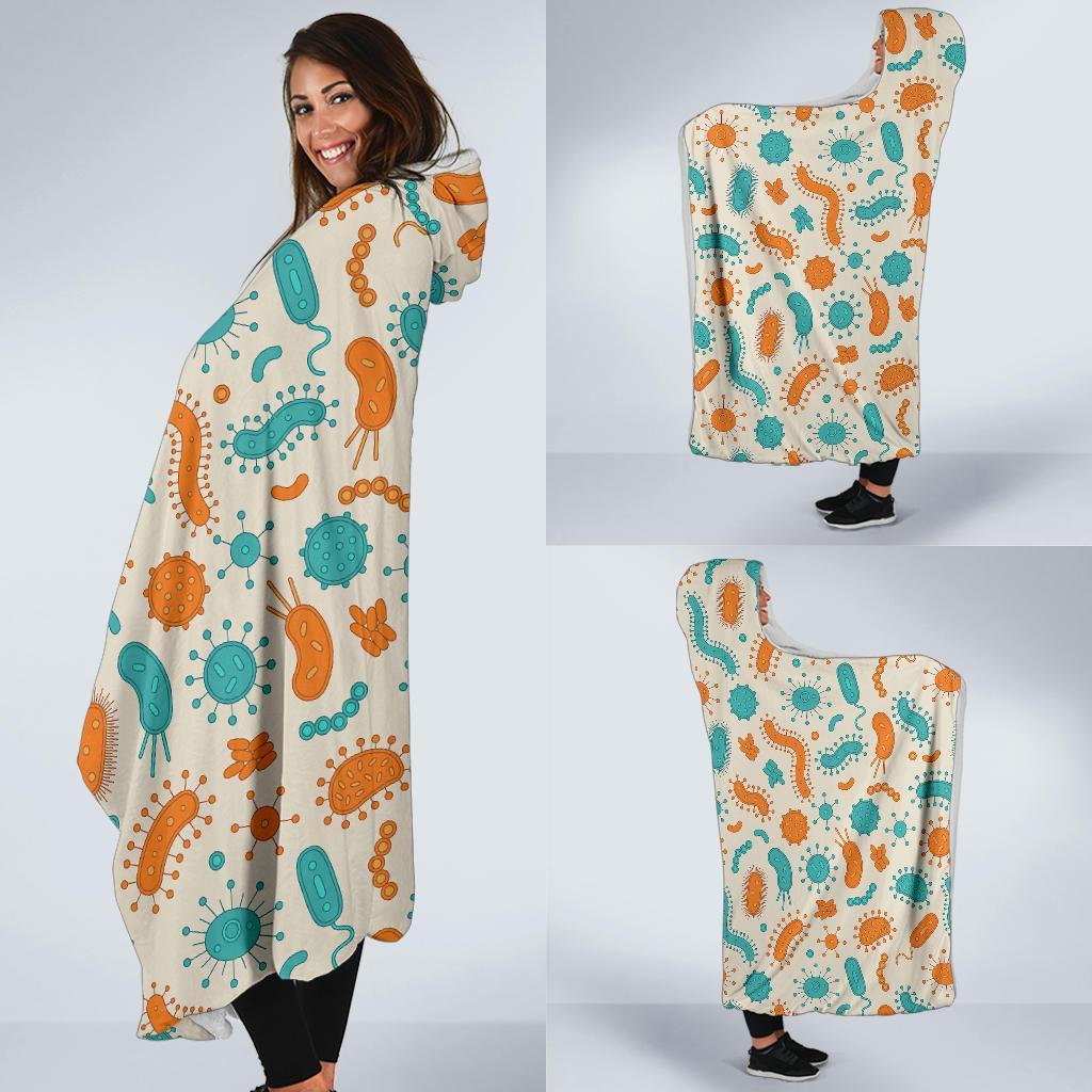 Bacteria Virus Print Pattern Hooded Blanket-grizzshop