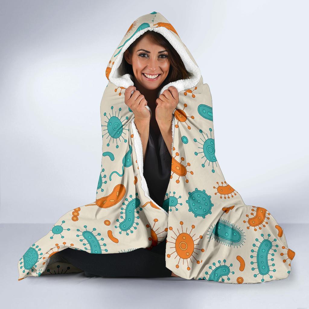 Bacteria Virus Print Pattern Hooded Blanket-grizzshop