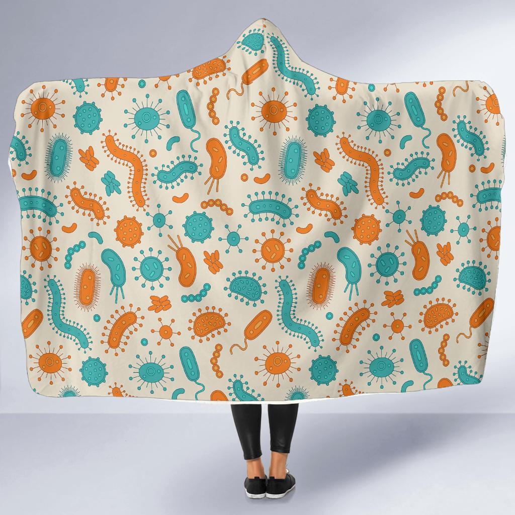 Bacteria Virus Print Pattern Hooded Blanket-grizzshop