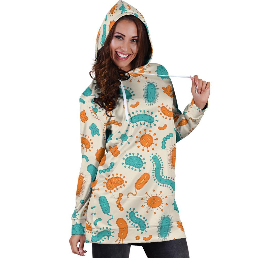 Bacteria Virus Print Pattern Women Hoodie Dress-grizzshop