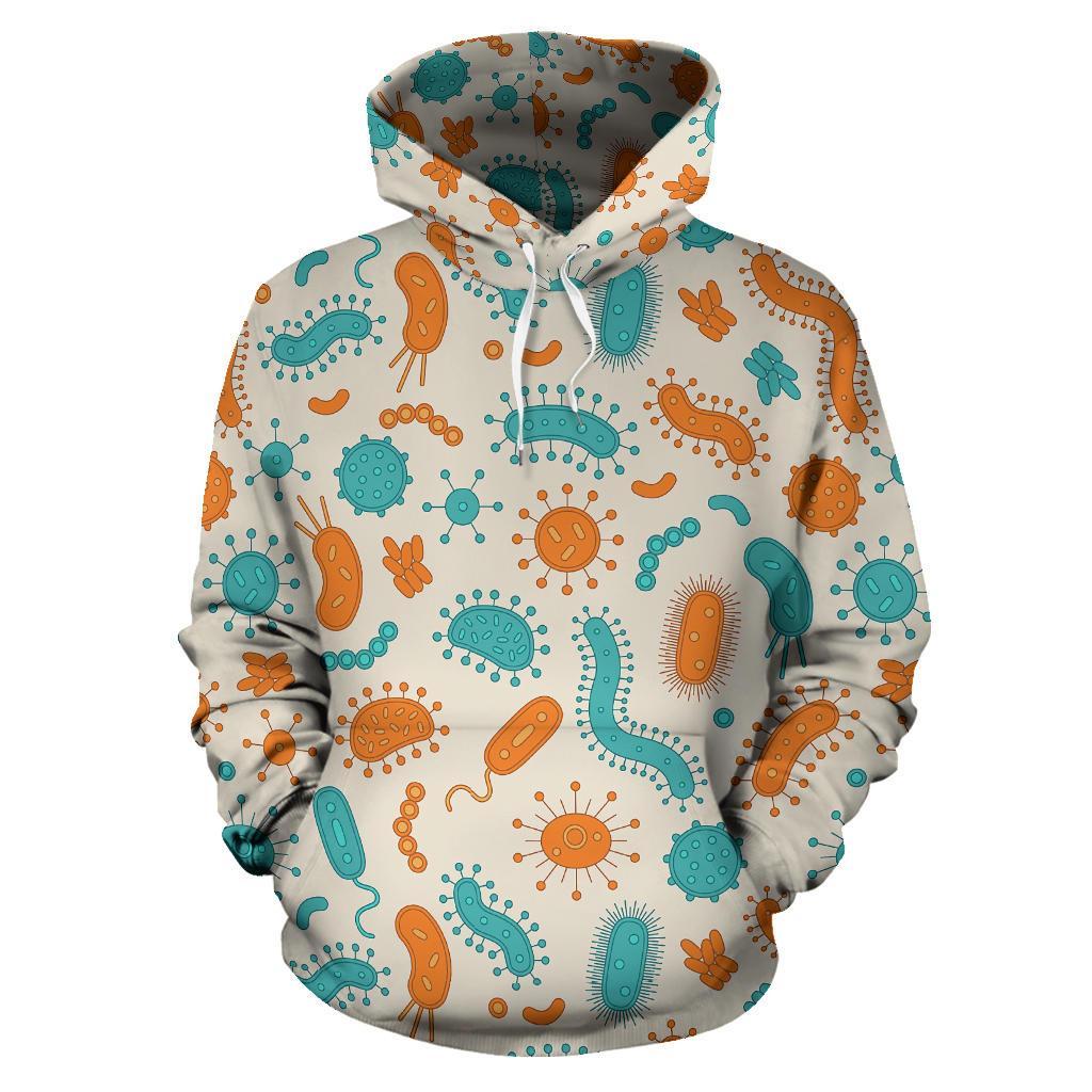 Bacteria Virus Print Pattern Women Men Pullover Hoodie-grizzshop