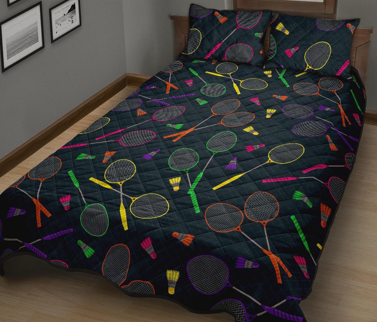 Badminton Colorful Pattern Print Bed Set Quilt-grizzshop