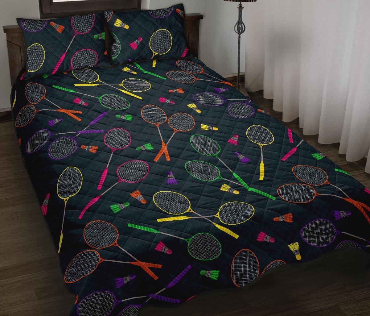 Badminton Colorful Pattern Print Bed Set Quilt-grizzshop