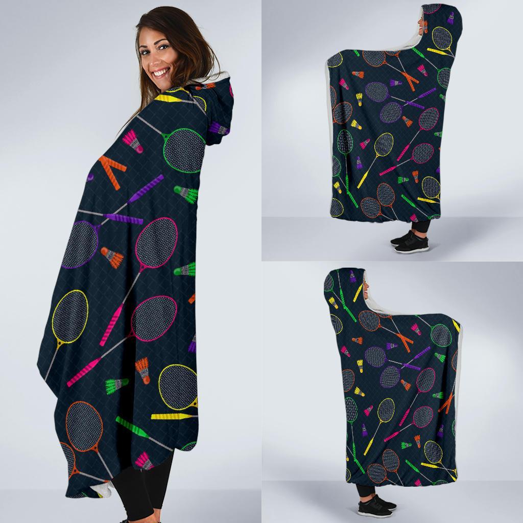Badminton Colorful Pattern Print Hooded Blanket-grizzshop