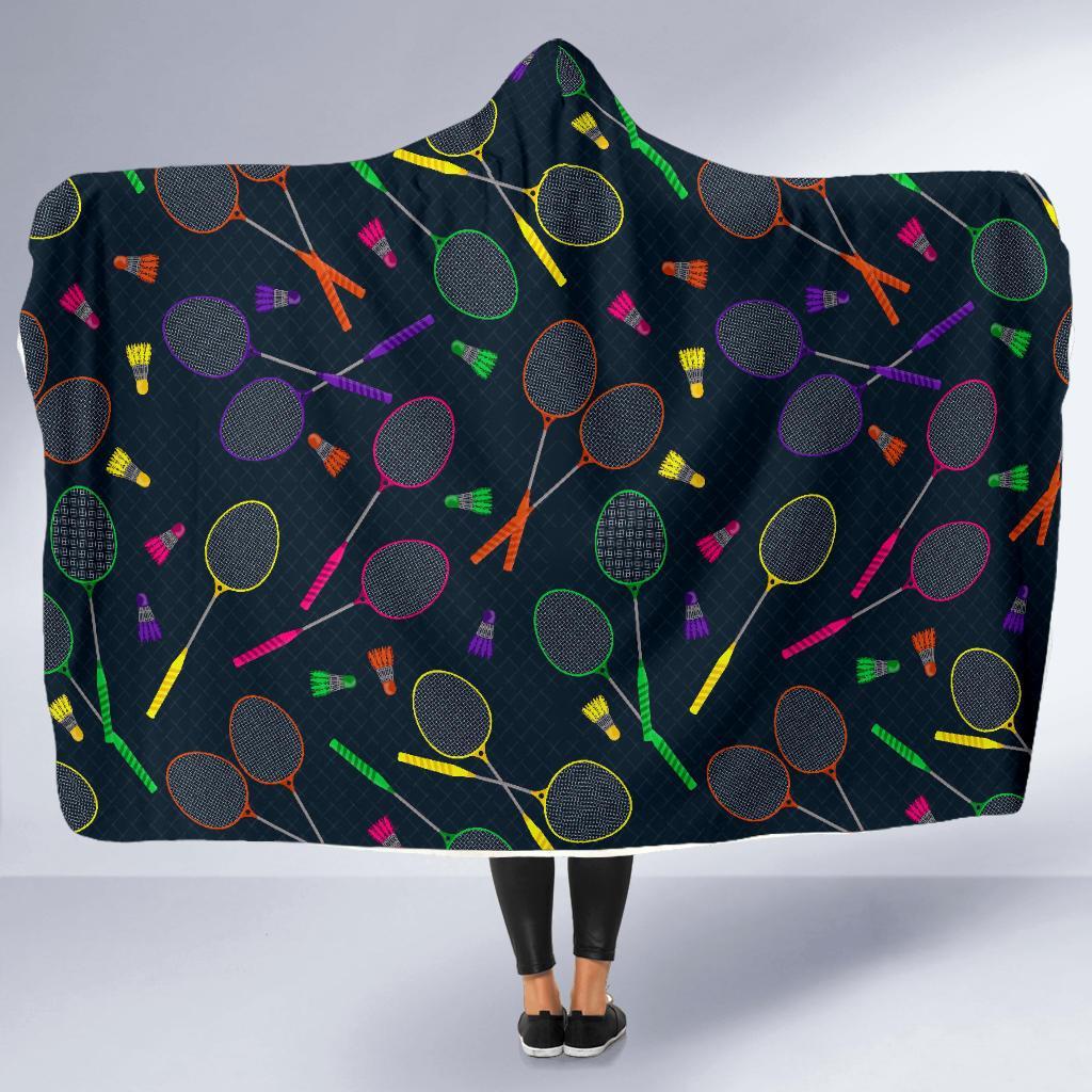 Badminton Colorful Pattern Print Hooded Blanket-grizzshop