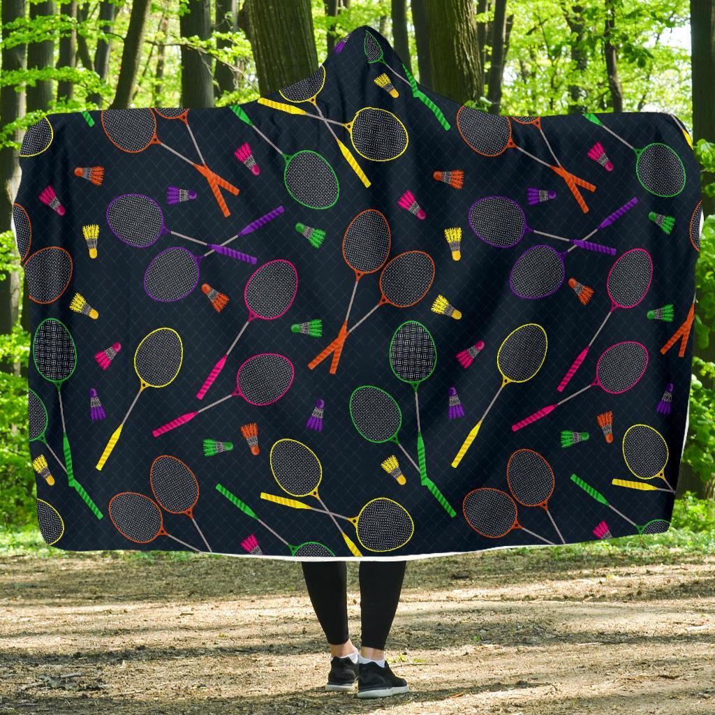 Badminton Colorful Pattern Print Hooded Blanket-grizzshop