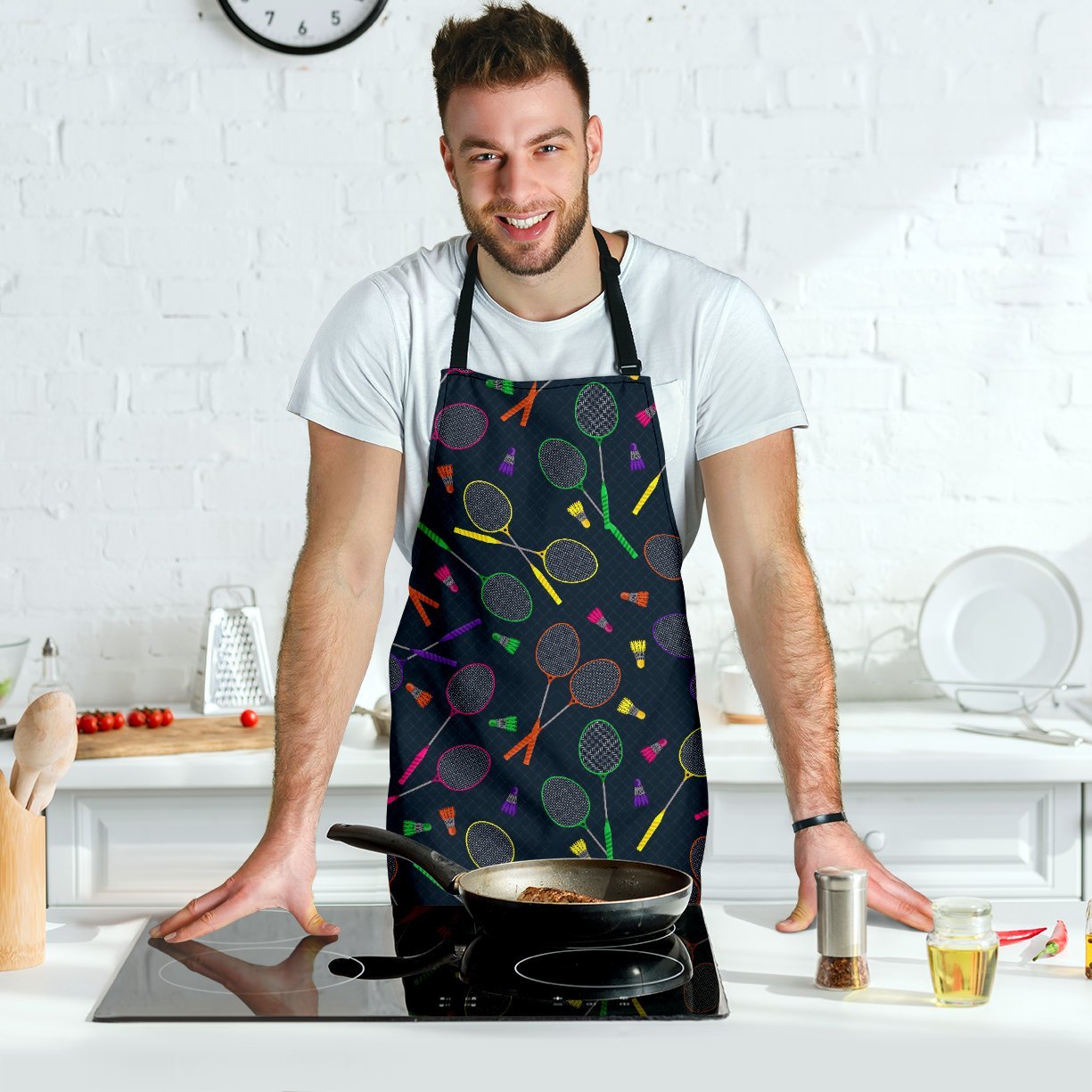 Badminton Colorful Pattern Print Men's Apron-grizzshop