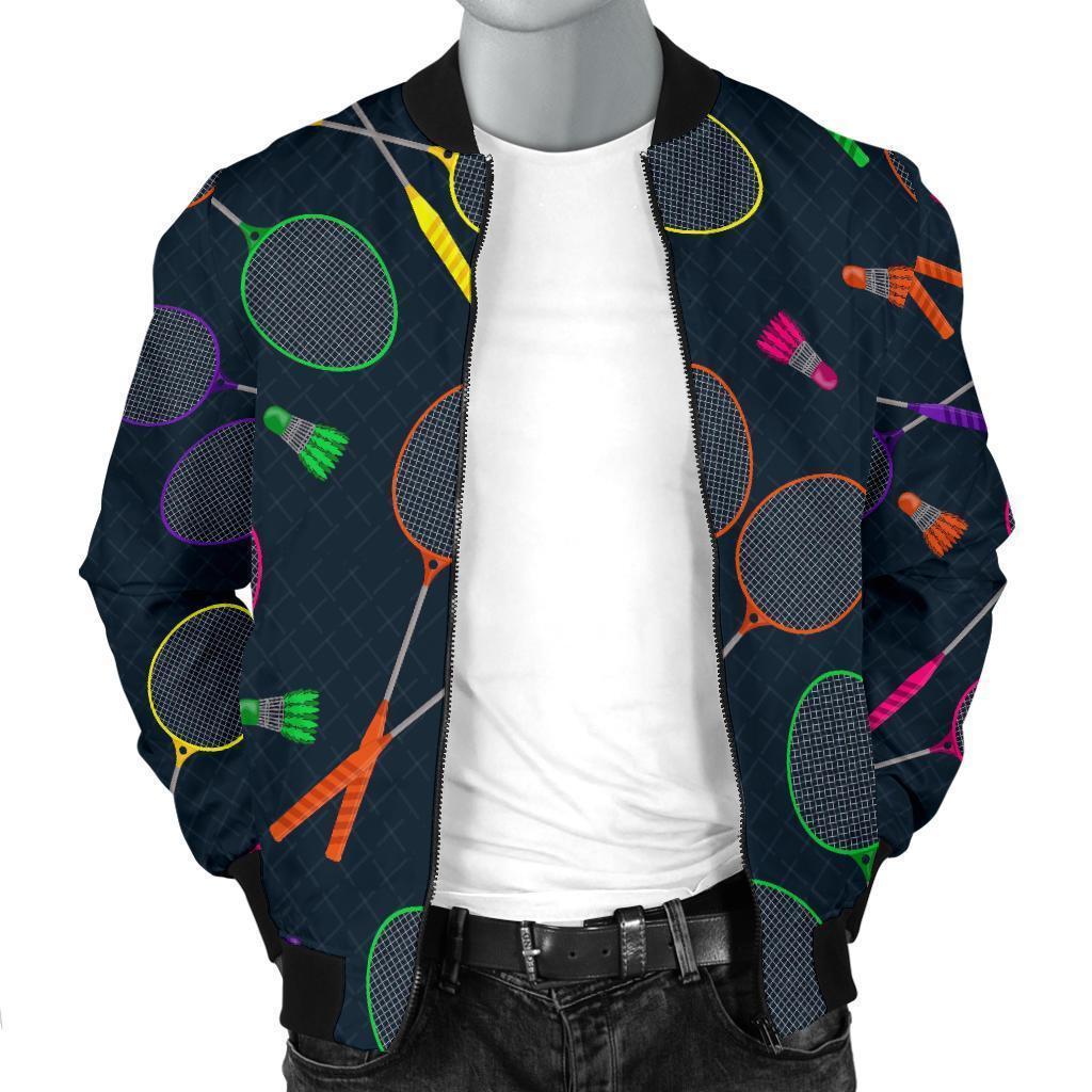 Badminton Colorful Pattern Print Men's Bomber Jacket-grizzshop