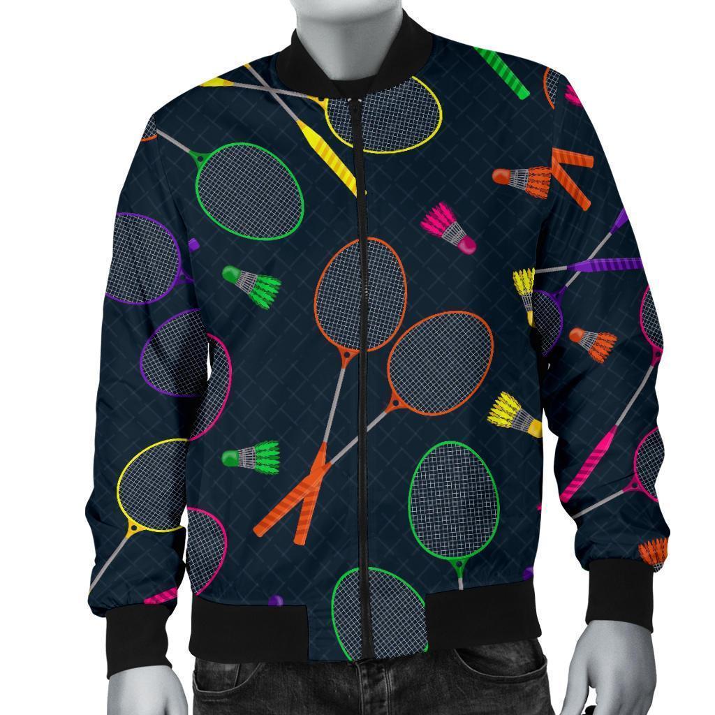 Badminton Colorful Pattern Print Men's Bomber Jacket-grizzshop
