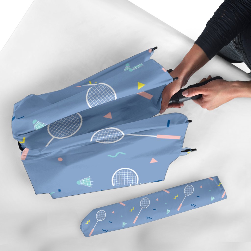 Badminton Cute Print Pattern Automatic Foldable Umbrella-grizzshop