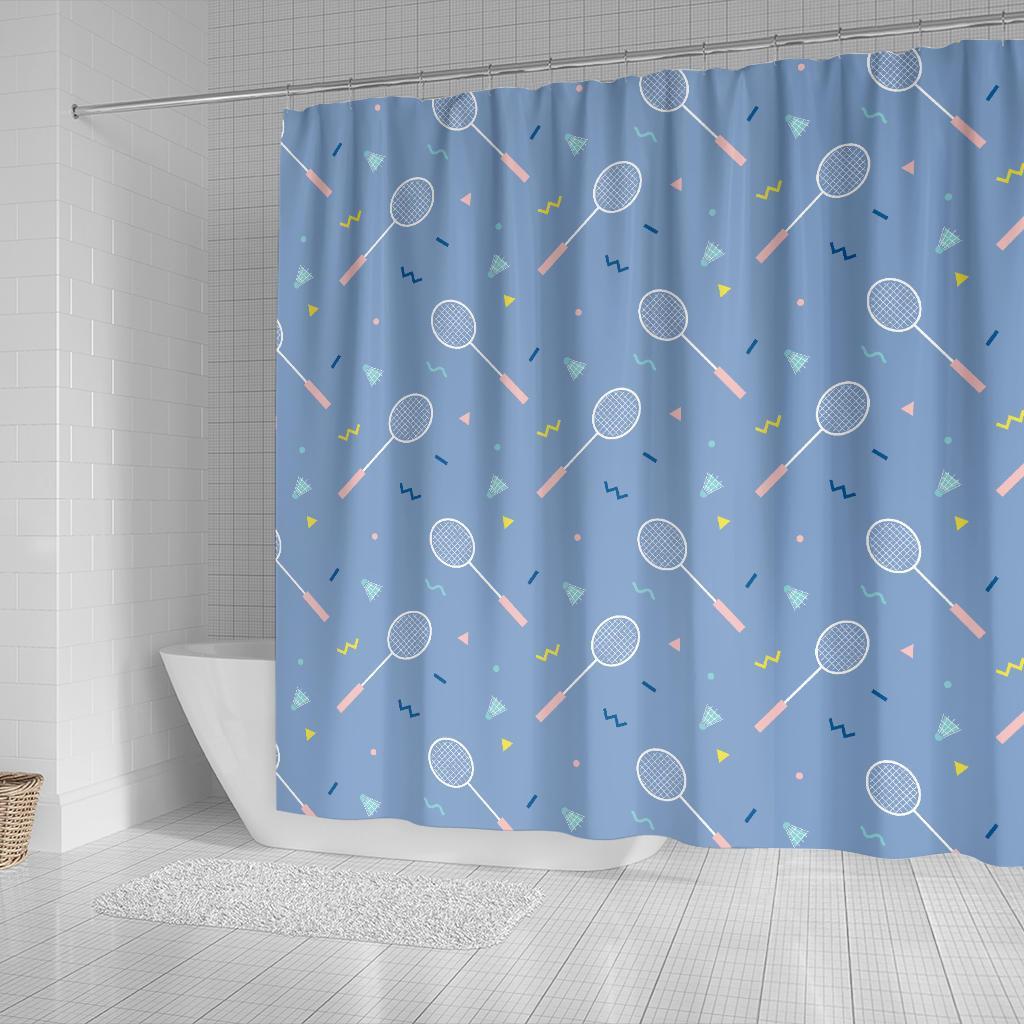 Badminton Cute Print Pattern Bathroom Shower Curtain-grizzshop