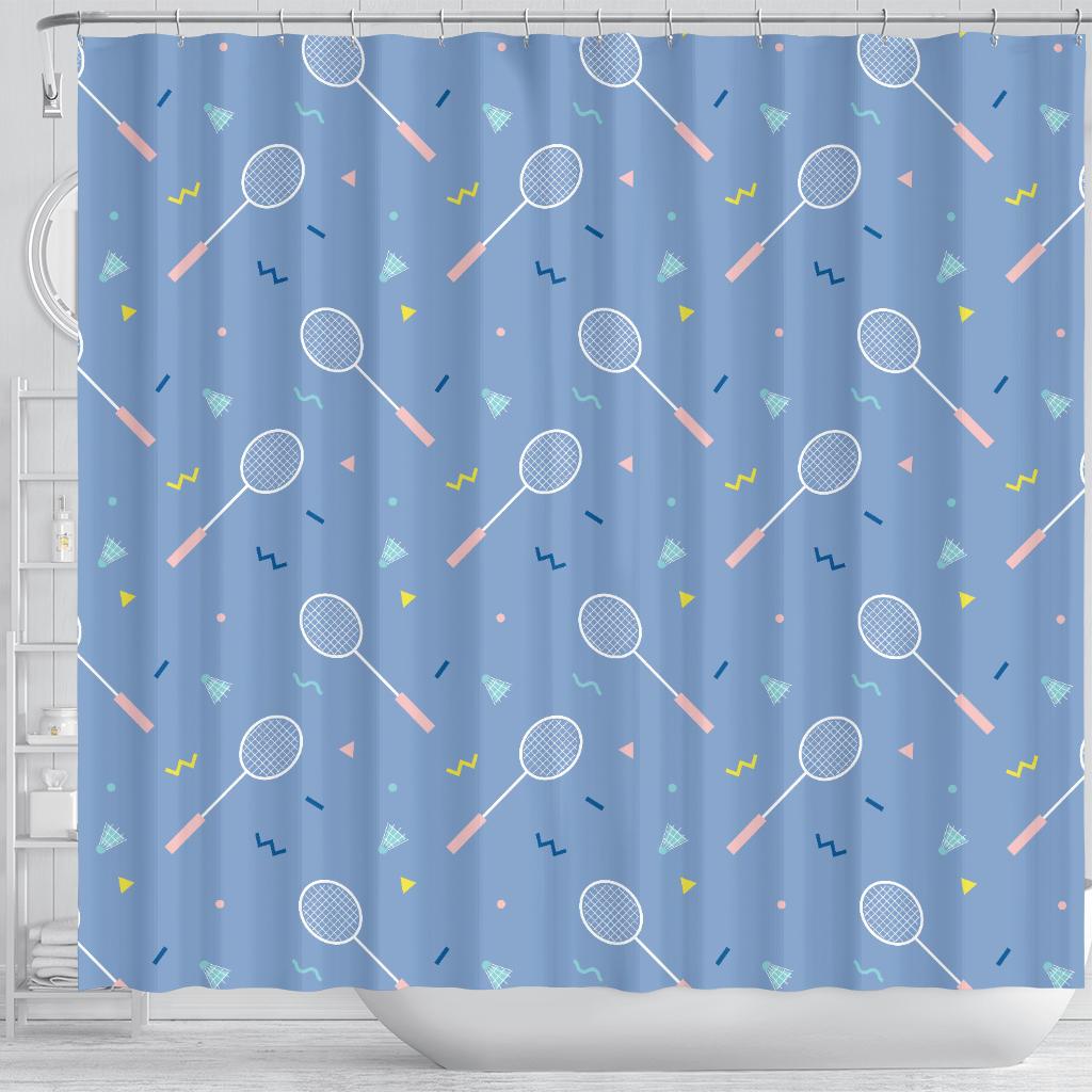 Badminton Cute Print Pattern Bathroom Shower Curtain-grizzshop