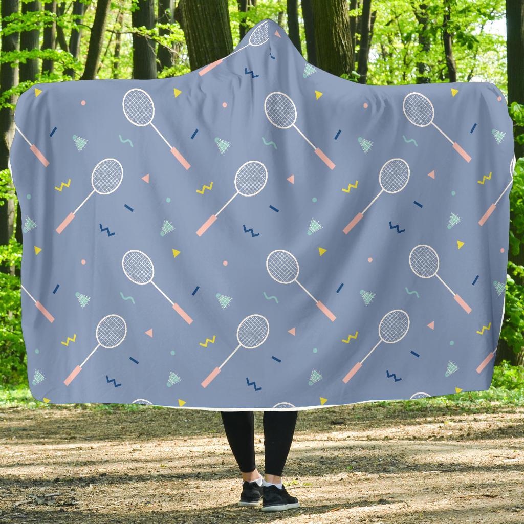 Badminton Cute Print Pattern Hooded Blanket-grizzshop