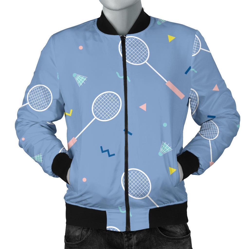 Badminton Cute Print Pattern Men's Bomber Jacket-grizzshop