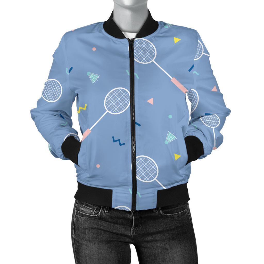 Badminton Cute Print Pattern Women Casual Bomber Jacket-grizzshop