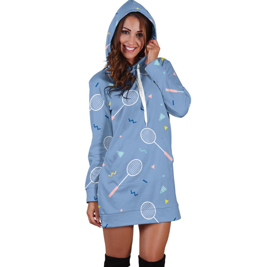 Badminton Cute Print Pattern Women Hoodie Dress-grizzshop